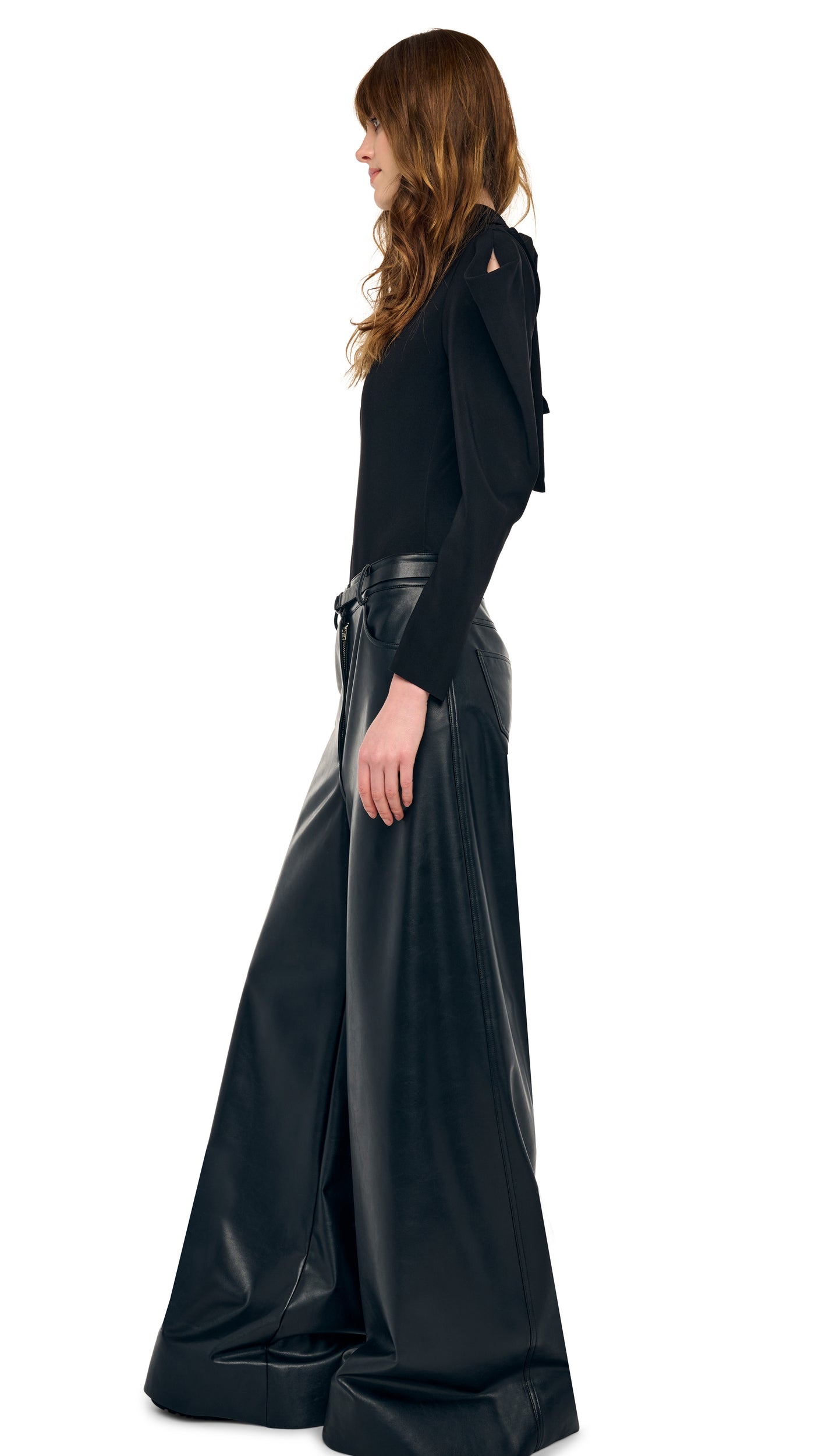 EXTRA WIDE LEG JEAN – Black – Norma Kamali