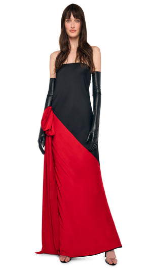 SPLICED BIAS STRAPLESS GOWN W/ BOW #2 Thumbnail