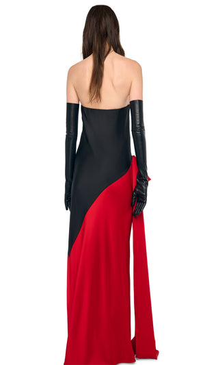 SPLICED BIAS STRAPLESS GOWN W/ BOW #4 Thumbnail