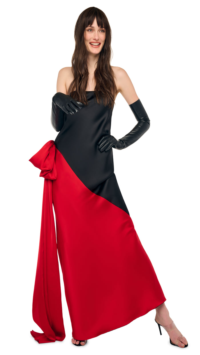 SPLICED BIAS STRAPLESS GOWN W/ BOW #6