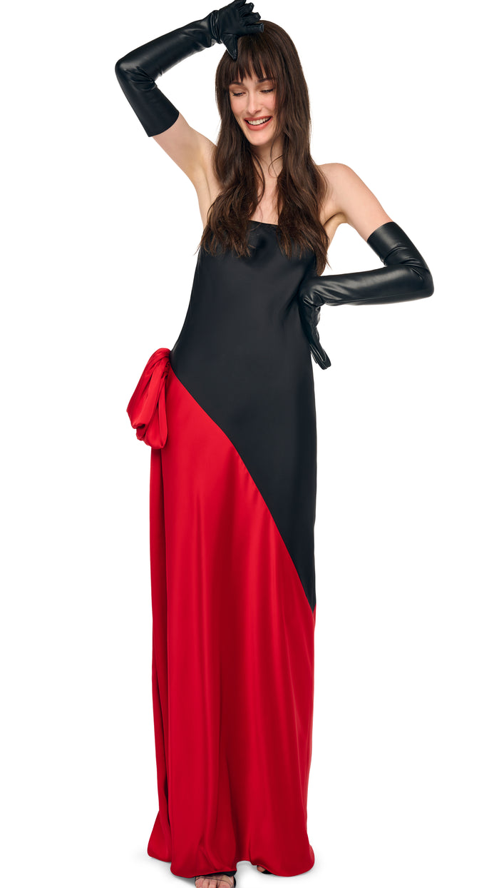 SPLICED BIAS STRAPLESS GOWN W/ BOW #7