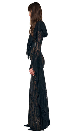 XL SLEEVE DEEP V RUFFLE FISHTAIL GOWN #2 Thumbnail
