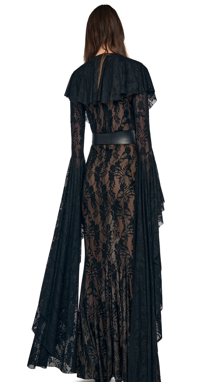 XL SLEEVE DEEP V RUFFLE FISHTAIL GOWN #3