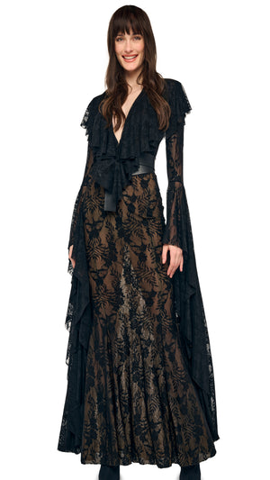 XL SLEEVE DEEP V RUFFLE FISHTAIL GOWN #5 Thumbnail