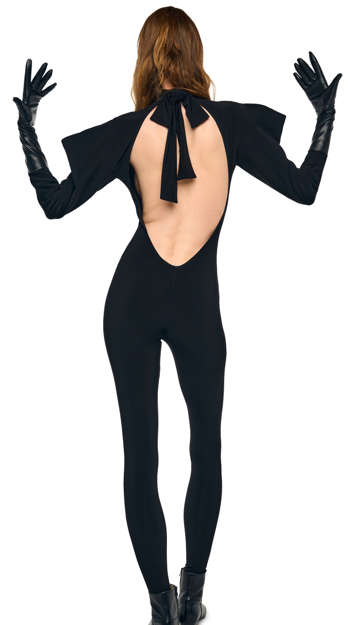 WING SLEEVE OPEN BACK BOW NECK CATSUIT #1