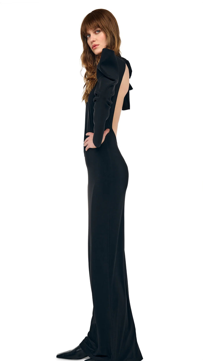 WING SLEEVE OPEN BACK BOW NECK GOWN #3