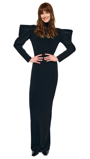 WING SLEEVE OPEN BACK BOW NECK GOWN #2 Thumbnail