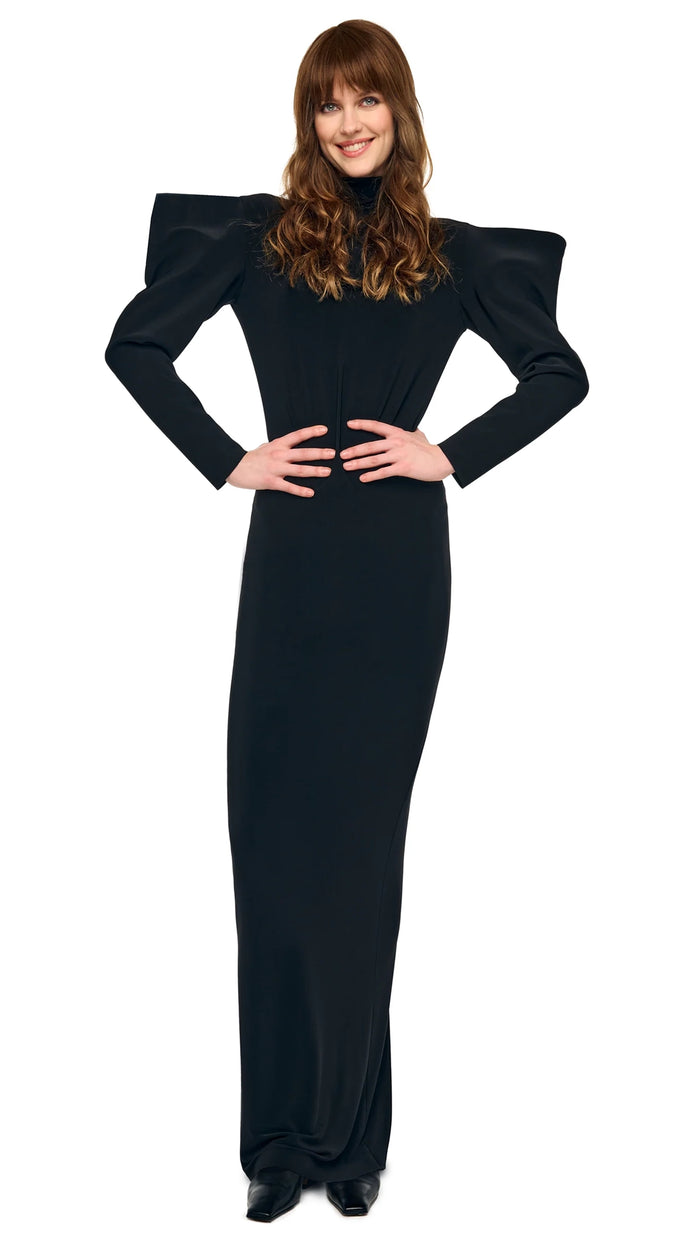 WING SLEEVE OPEN BACK BOW NECK GOWN #2