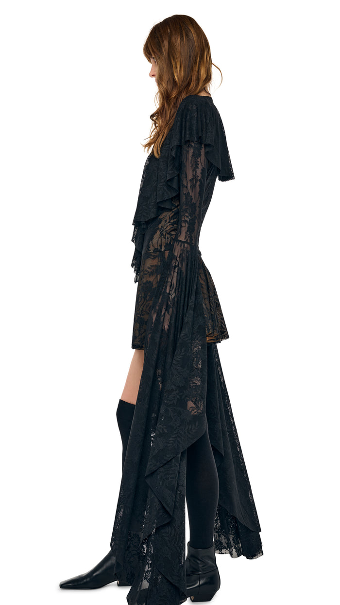XL SLEEVE DEEP V RUFFLE MINI DRESS #2