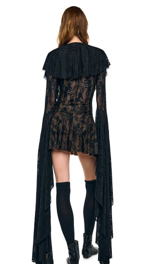XL SLEEVE DEEP V RUFFLE MINI DRESS #3 Thumbnail