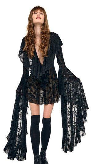 XL SLEEVE DEEP V RUFFLE MINI DRESS #8 Thumbnail