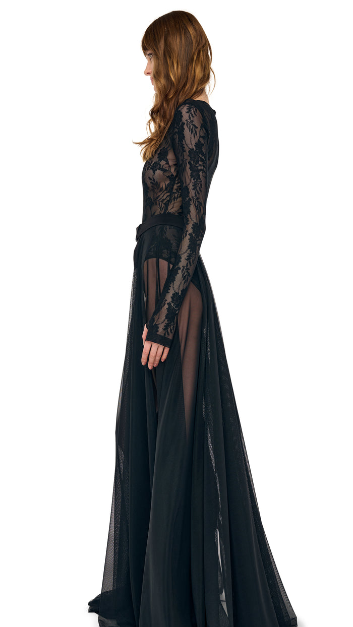 LONG SLEEVE CREW FLARED GOWN #2