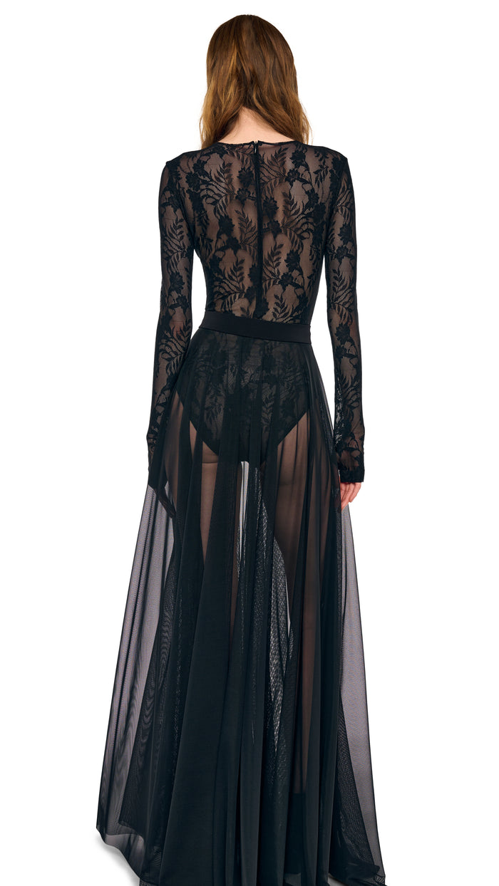 LONG SLEEVE CREW FLARED GOWN #3