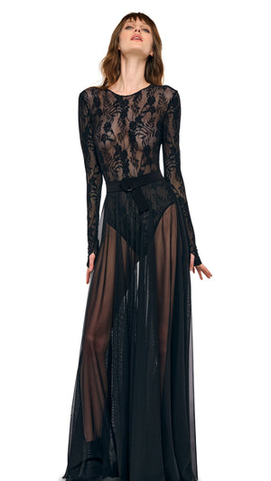 LONG SLEEVE CREW FLARED GOWN #4 Thumbnail