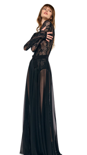 LONG SLEEVE CREW FLARED GOWN #5 Thumbnail
