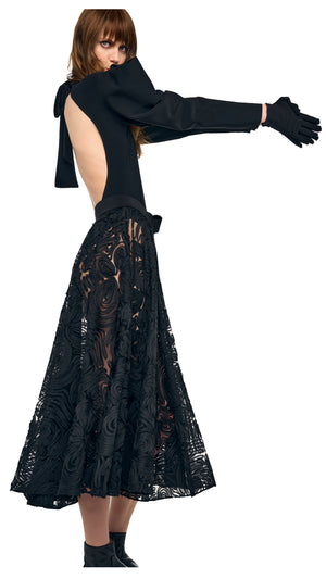WING SLEEVE OPEN BACK BOW NECK BODYSUIT #1 Thumbnail