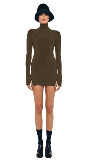 spliced long sleeve pickleball dress Norma Kamali Long Sleeve Turtleneck Pickleball Dress