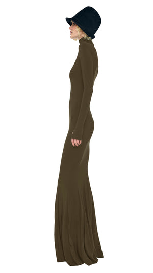 norma kamali long sleeve turtleneck fishtail dress Norma Kamali Long Sleeve Turtle Fishtail Gown