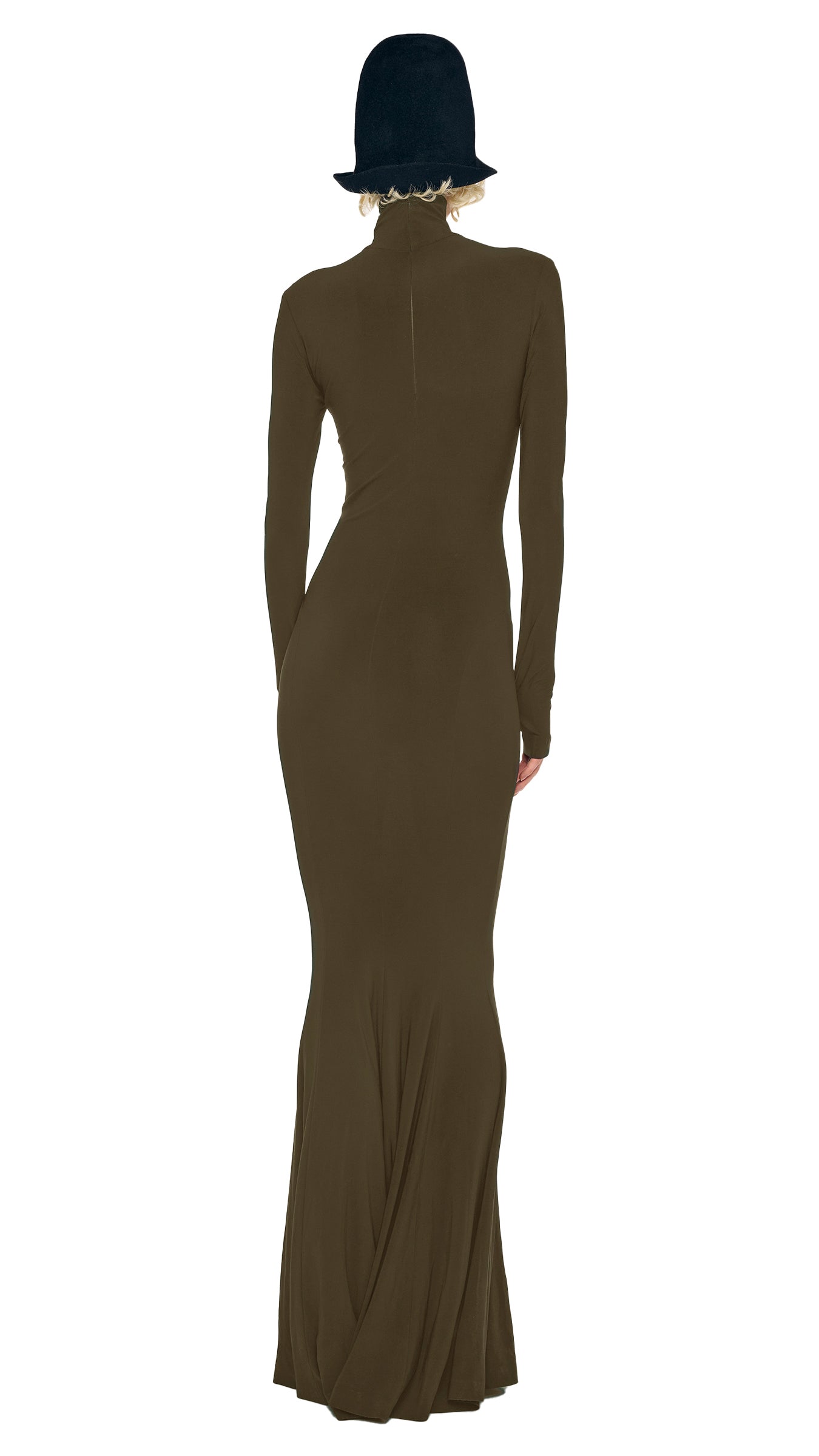 Norma Kamali Long Sleeve Turtle Fishtail Gown - Bark / Size XL Norma Kamali Long Sleeve Turtle Fishtail Gown - Bark / Size XL