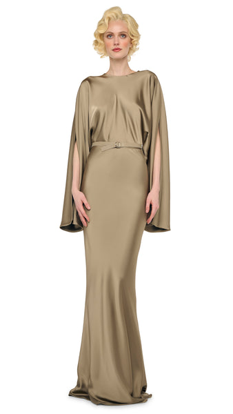 norma kamali reverse obie satin maxi dress Norma Kamali Reverse Obie Gown - Dark Emerald - 27% Off
