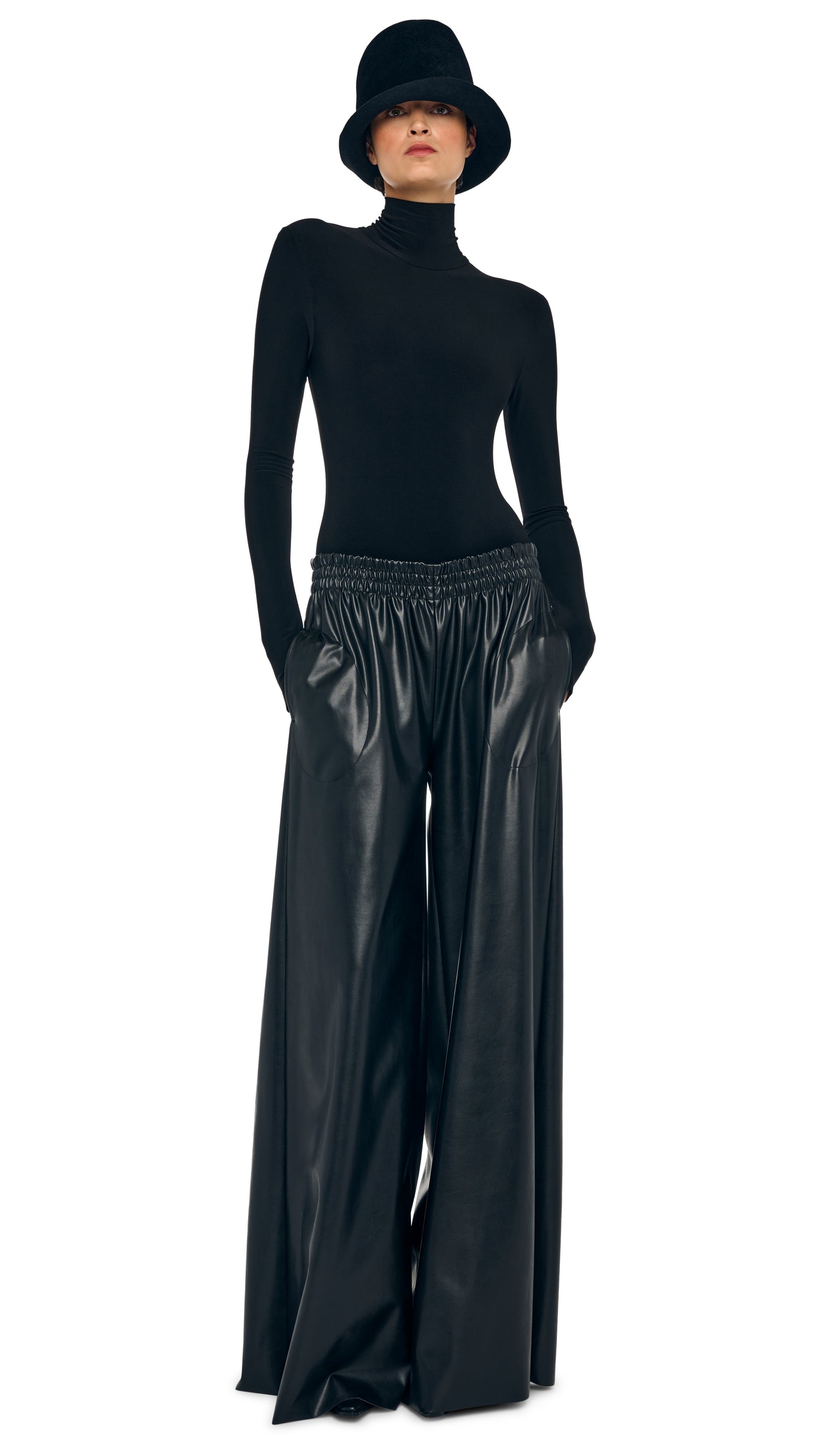 LONG SLEEVE TURTLE BODYSUIT – Black – Norma Kamali