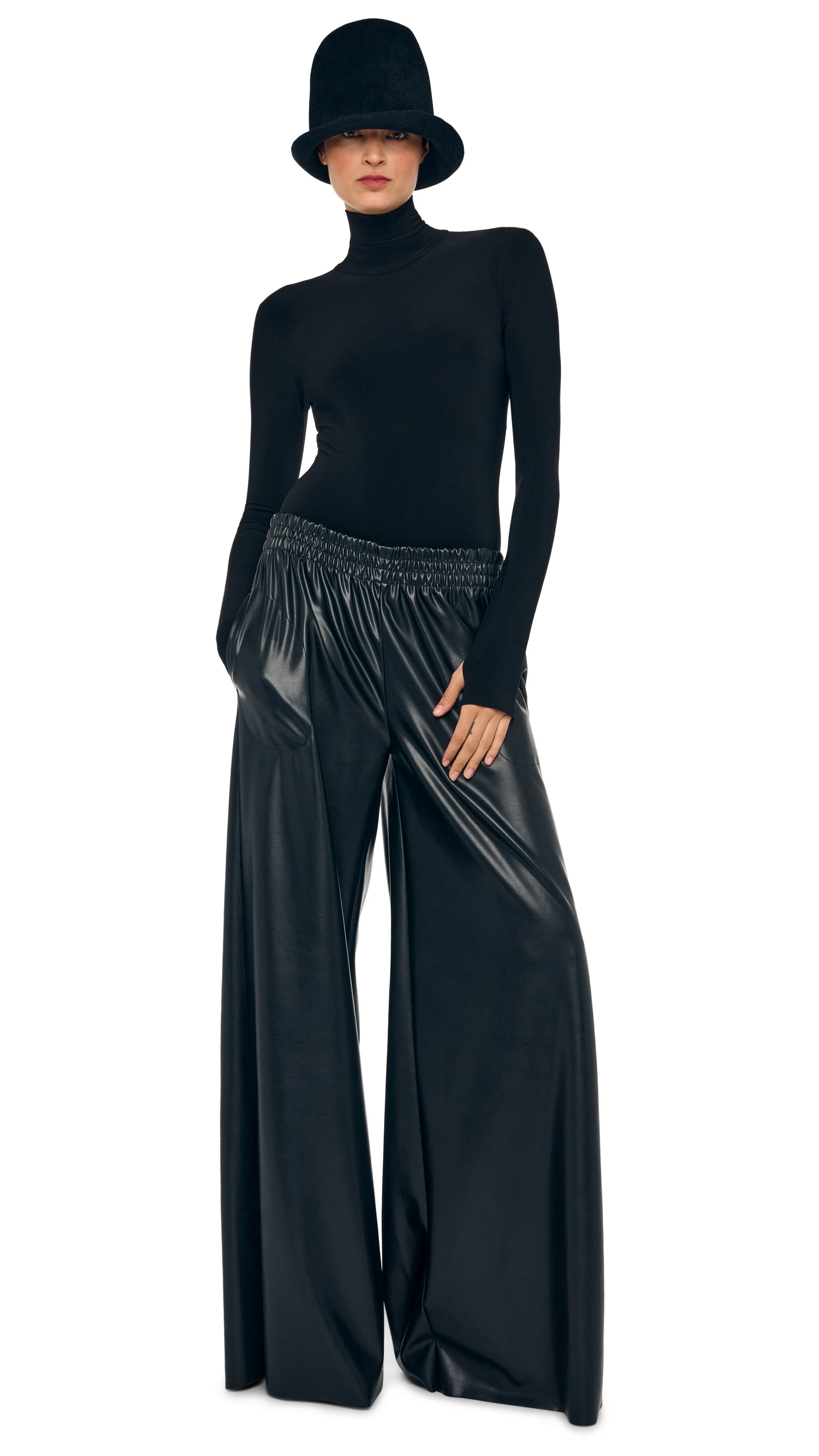 LONG SLEEVE TURTLE BODYSUIT – Black – Norma Kamali