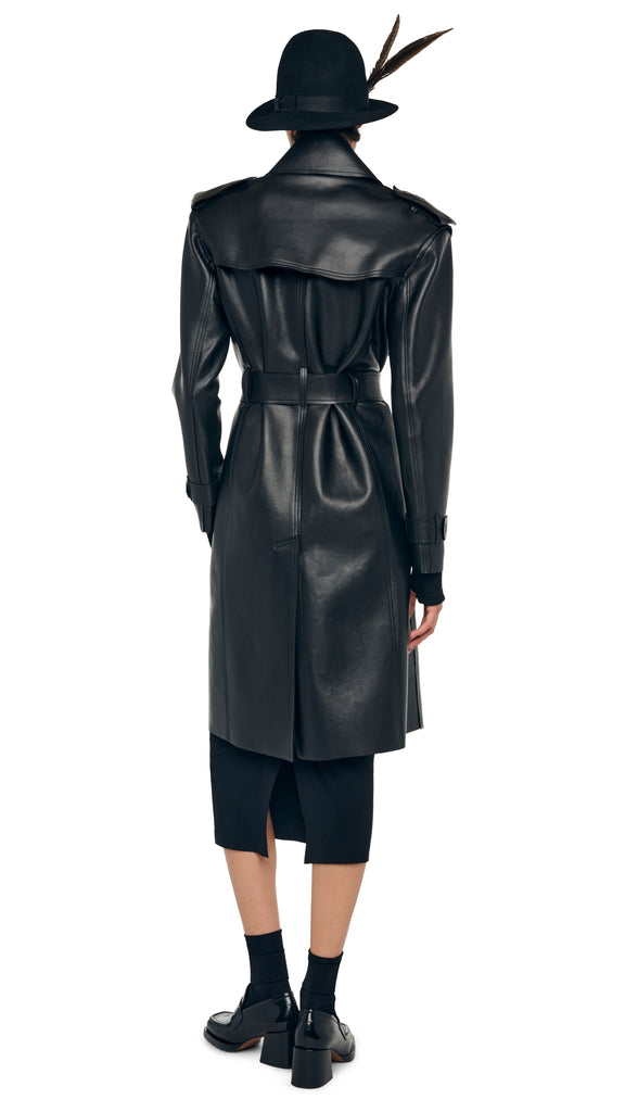 DOUBLE BREASTED TRENCH – Black – Norma Kamali