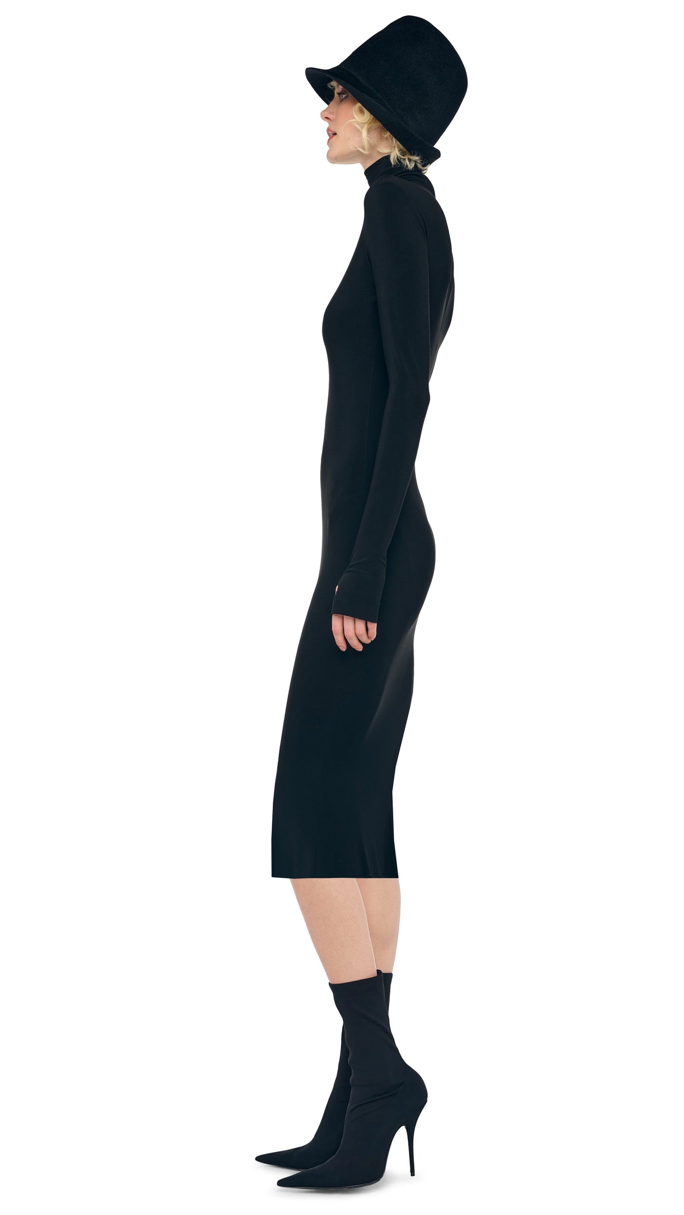 Norma Kamali Long Sleeve Turtleneck Dress - Black / Size S Norma Kamali Long Sleeve Turtleneck Dress - Black / Size S