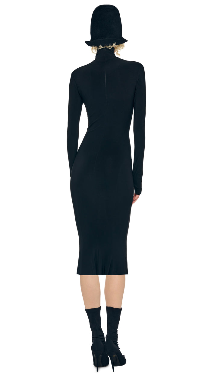 LONG SLEEVE TURTLENECK DRESS – Black – Norma Kamali