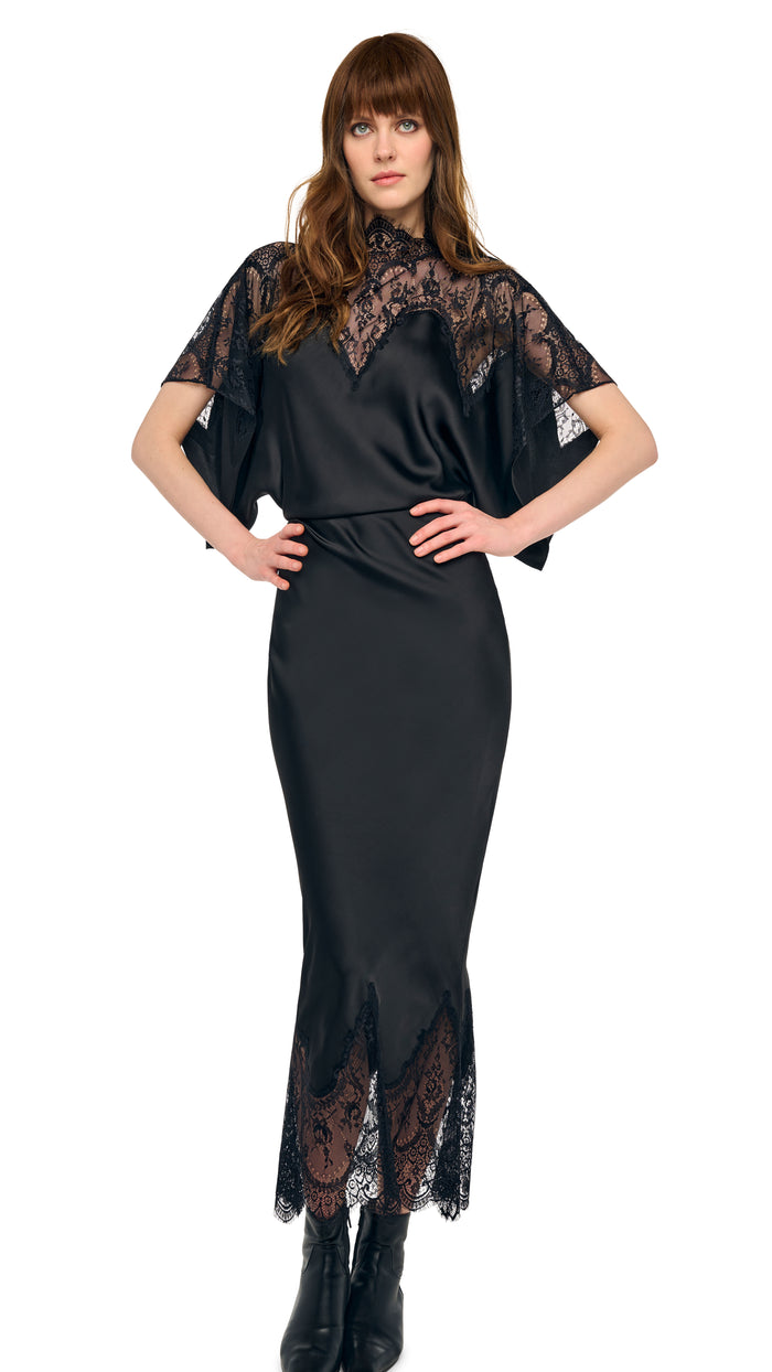 REVERSE OBIE MIDCALF DRESS W/ LACE #4