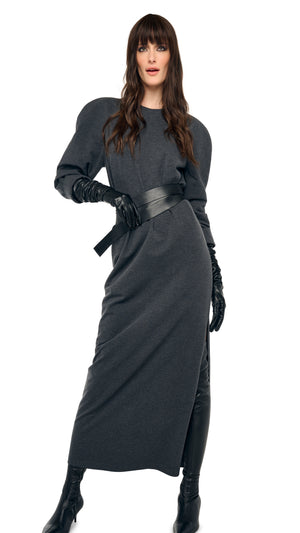 BOMBER 1980S LONG DRESS W/ SIDE SLIT #1 Thumbnail