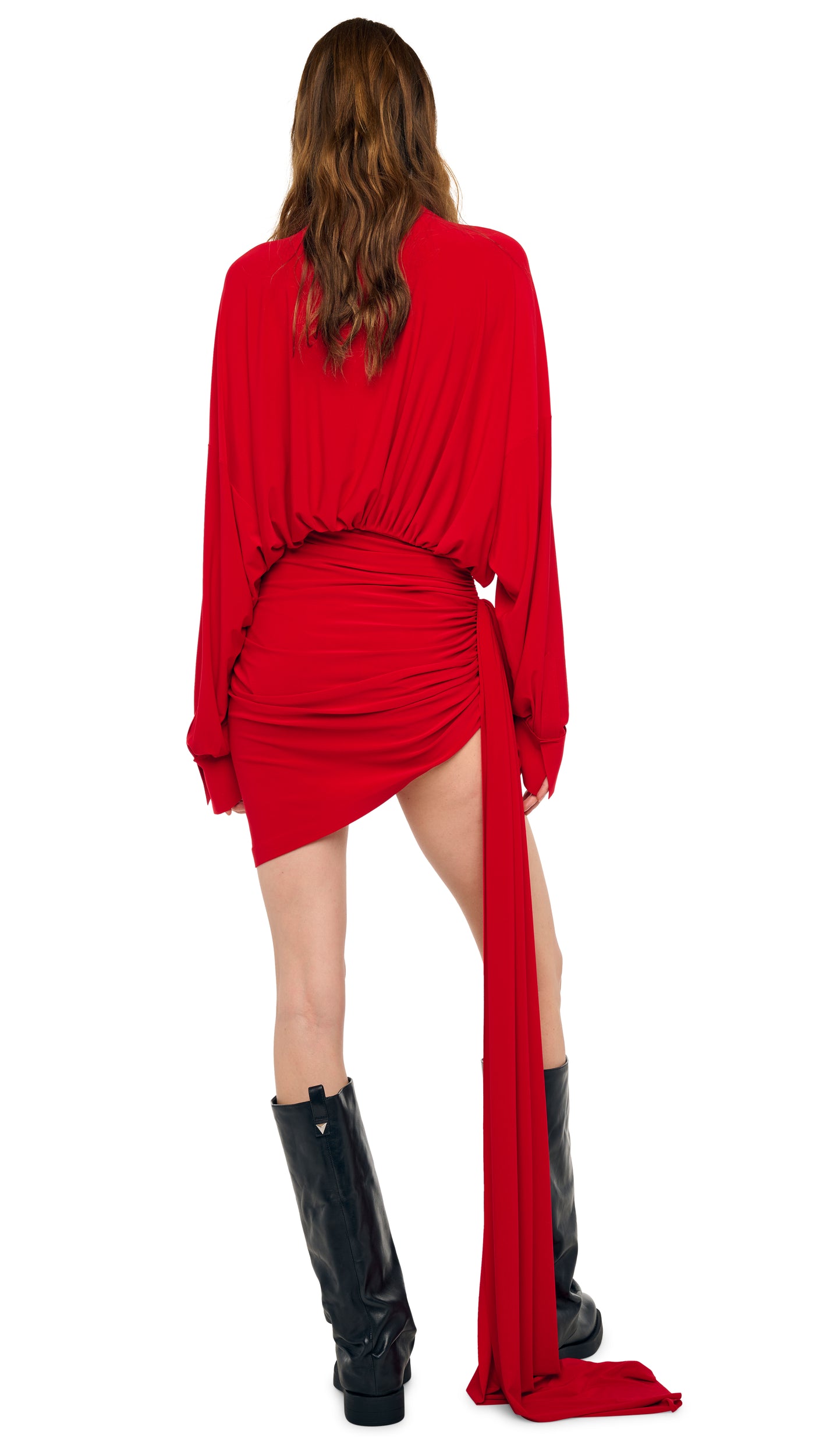 Norma Kamali Oversized NK Side Drape Dress w/ Bow
