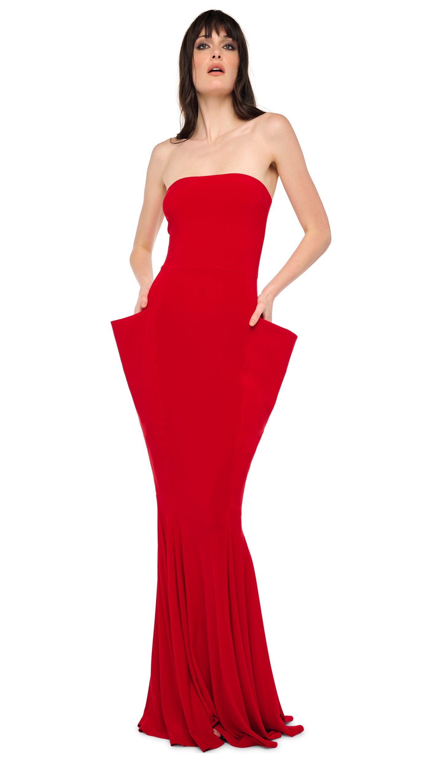 Norma Kamali Strapless Wing Fishtail Gown