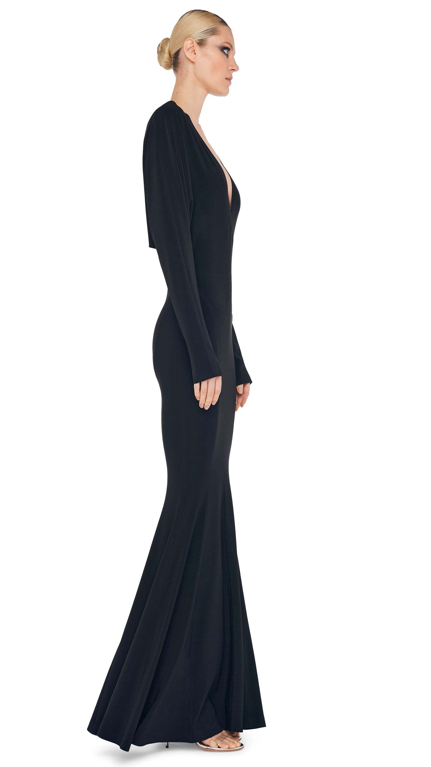 DOLMAN V NECK FISHTAIL GOWN Black Norma Kamali DOLMAN V NECK FISHTAIL GOWN Black Norma Kamali