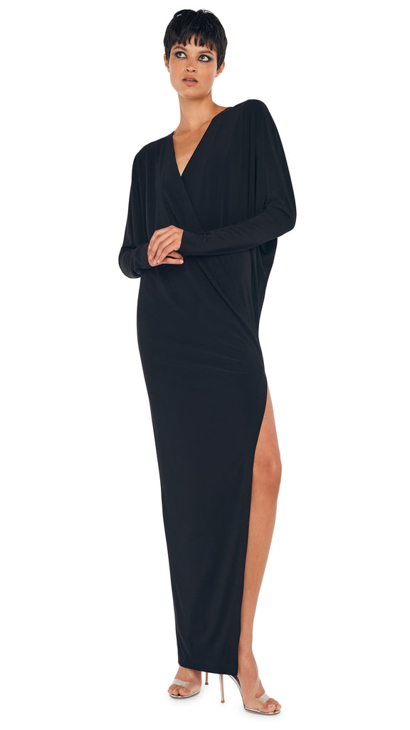 DOLMAN WRAP GOWN W SIDE SLIT