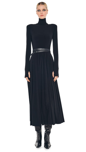 LS SHOULDER PAD TURTLE FLARED DRESS – Bark Box Plaid – Norma Kamali