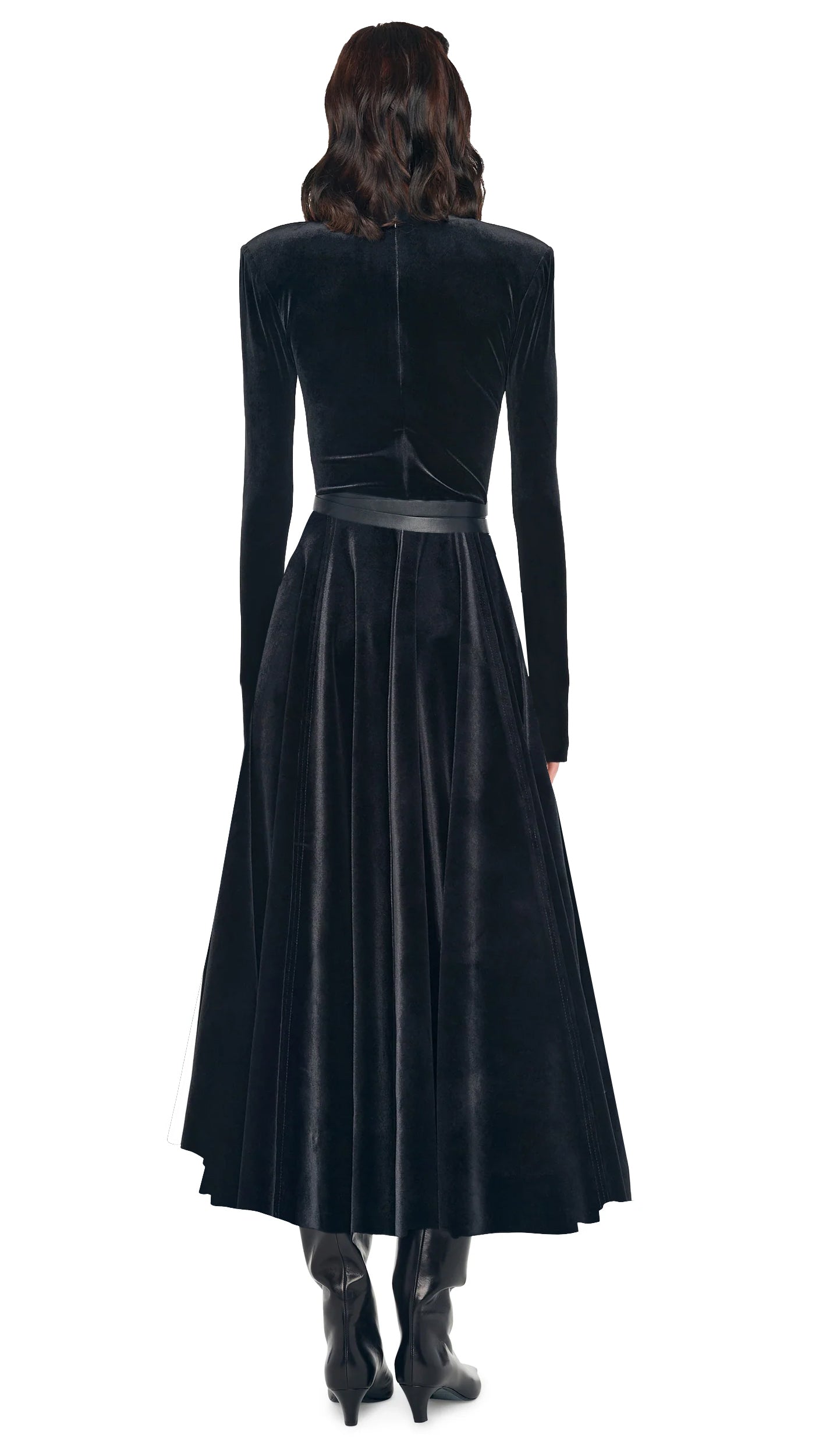 Norma Kamali LS Shoulder Pad Turtle Flared Dress - Black / Size S Norma Kamali LS Shoulder Pad Turtle Flared Dress - Black / Size S