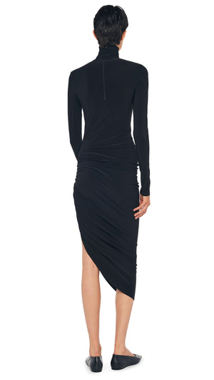 LS TURTLENECK SIDE DRAPE DRESS #3 Thumbnail