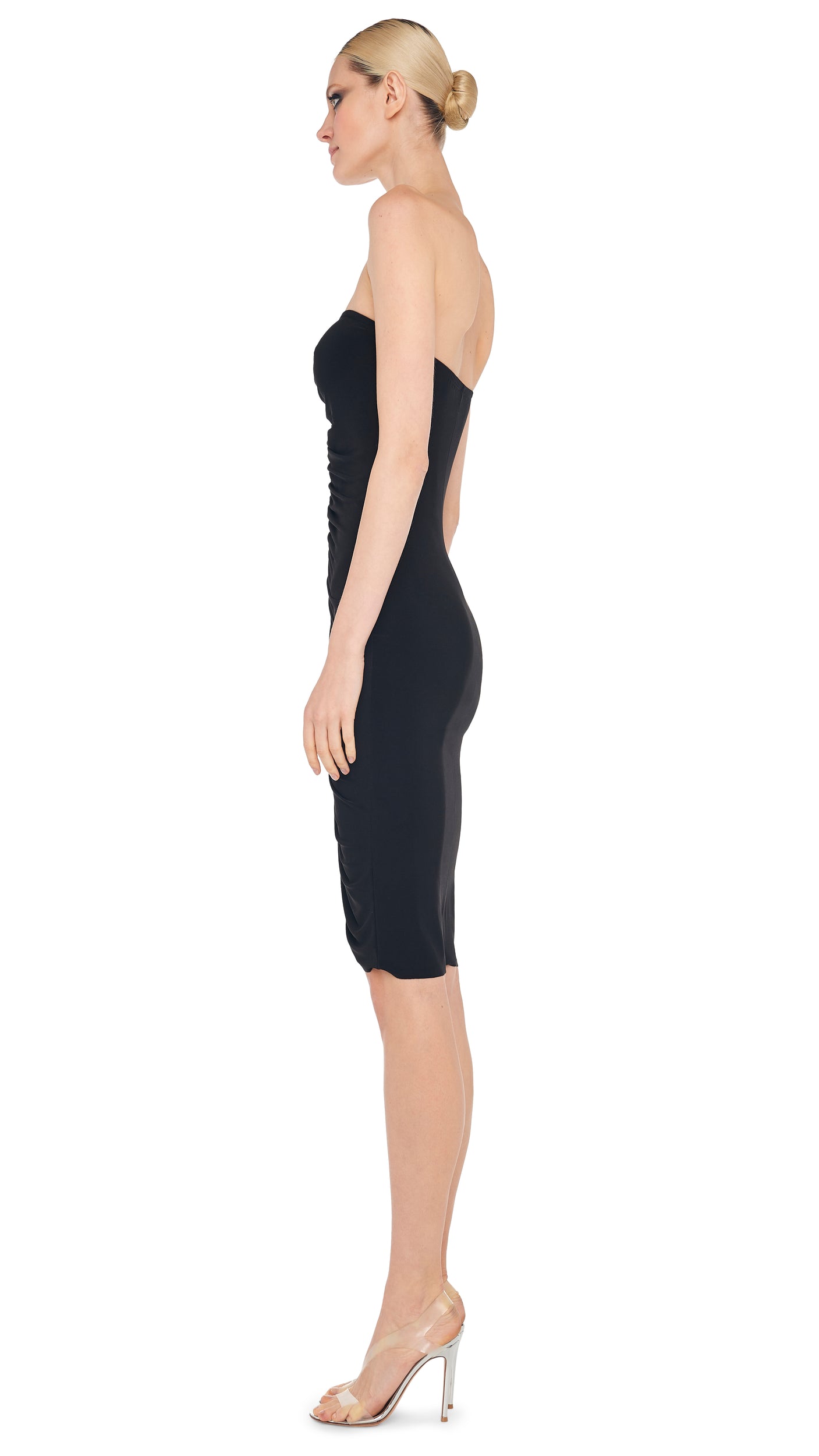norma kamali shirred midi dress LS V NECK SHIRRED FRONT DRESS Asparagus Norma Kamali