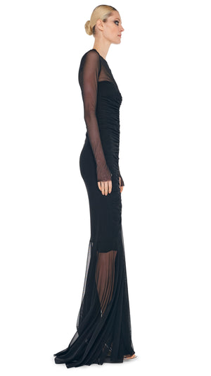 LS V NECK SHIRRED FRONT FISHTAIL GOWN #4 Thumbnail