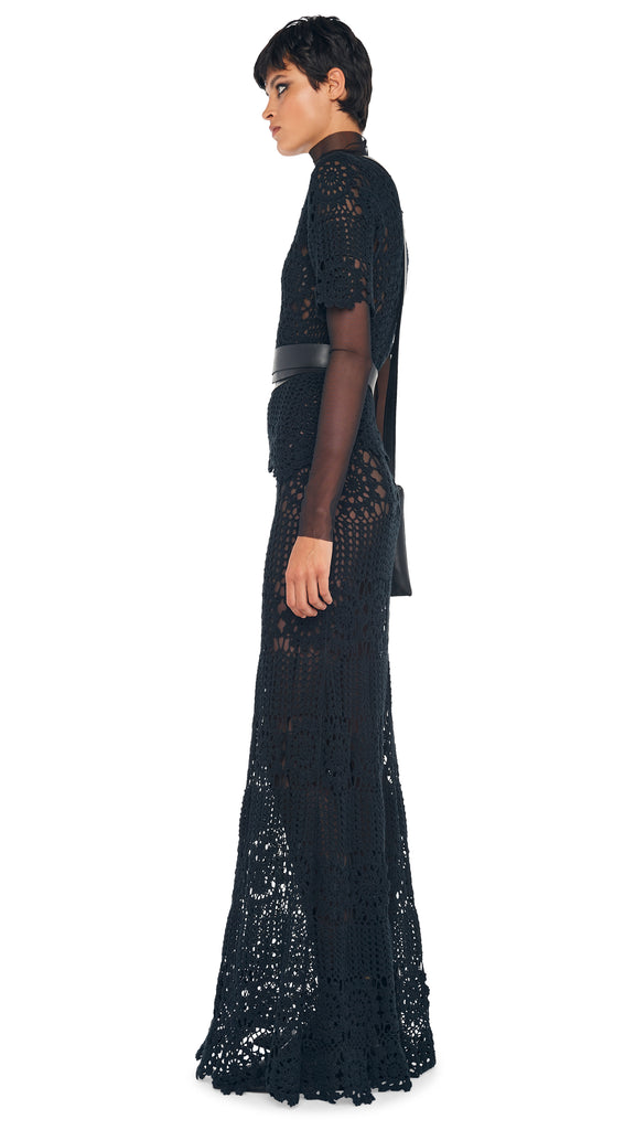 OFF SHOULDER CROCHET TOP – Black – Norma Kamali