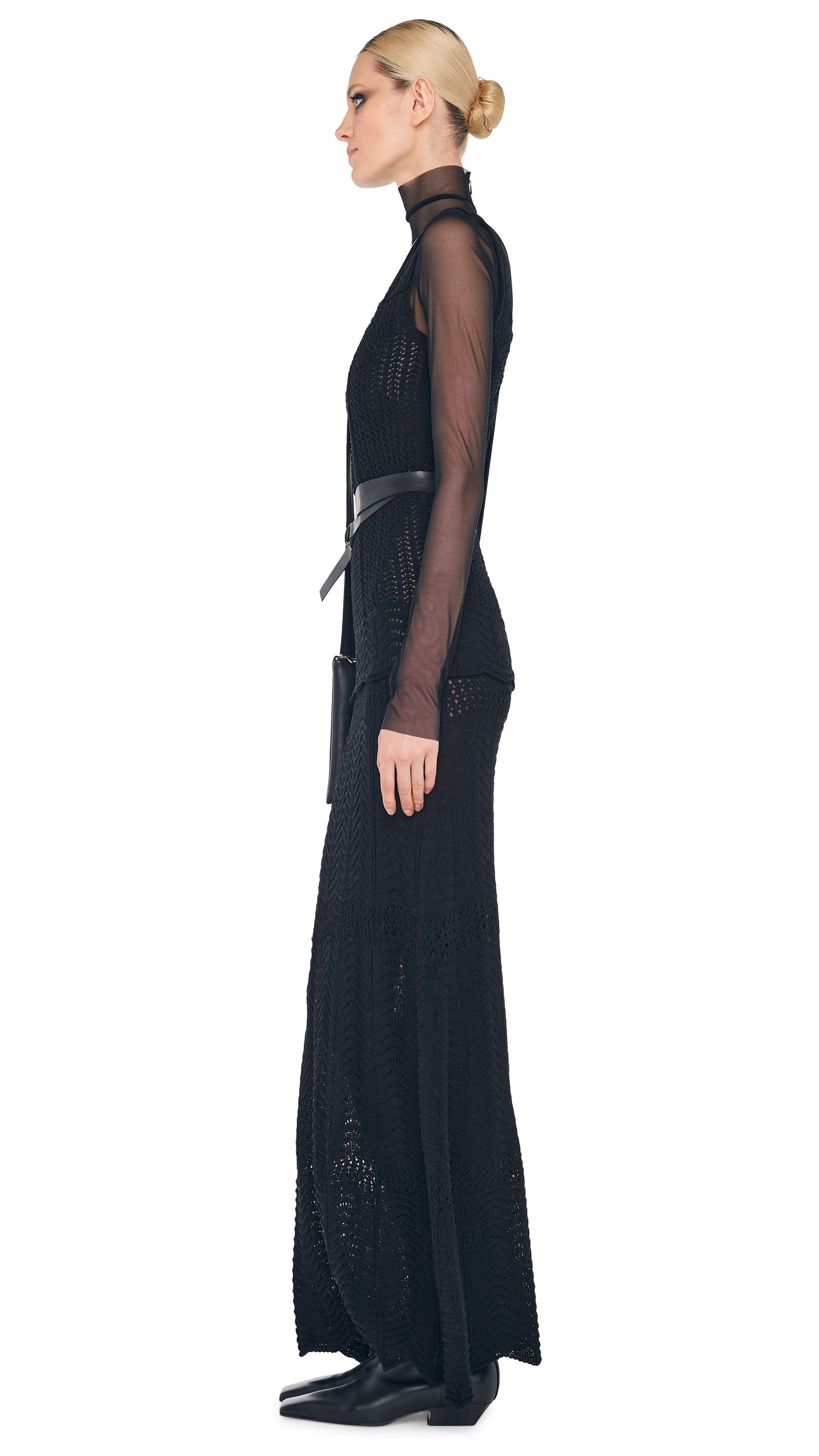 Norma Kamali Scoop Neck Tank Crochet Long Dress Norma Kamali Scoop Neck Tank Crochet Long Dress