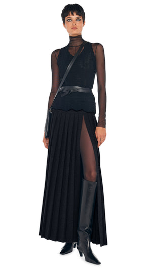 PLEATED LONG SKIRT WITH SLIT #1 Thumbnail