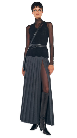 PLEATED LONG SKIRT WITH SLIT #6 Thumbnail