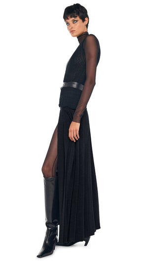 PLEATED LONG SKIRT WITH SLIT #2 Thumbnail