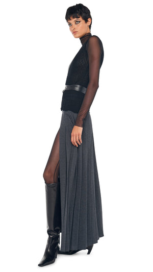 PLEATED LONG SKIRT WITH SLIT #7 Thumbnail