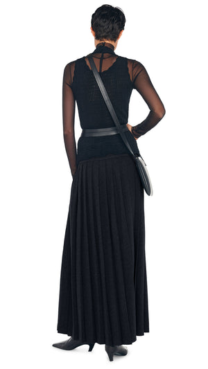 PLEATED LONG SKIRT WITH SLIT #3 Thumbnail