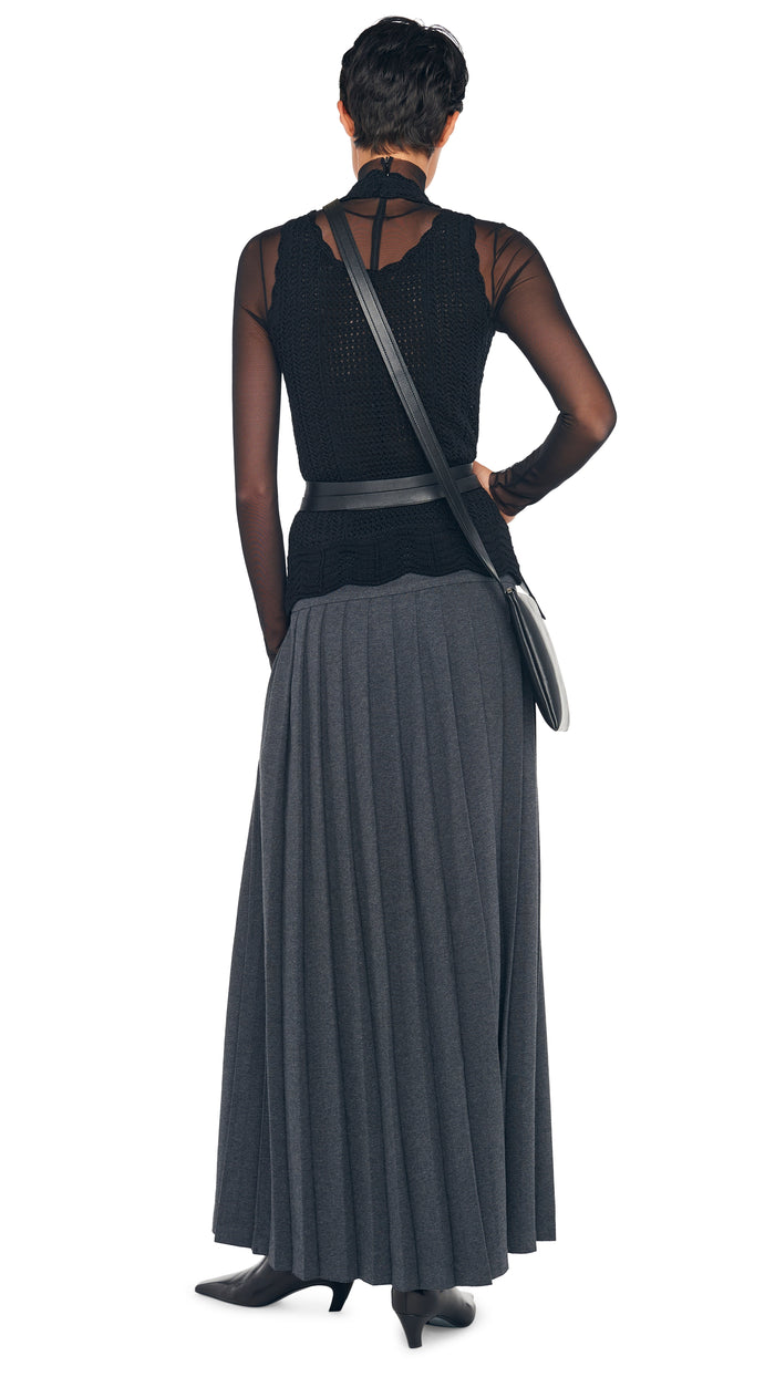 PLEATED LONG SKIRT WITH SLIT #8