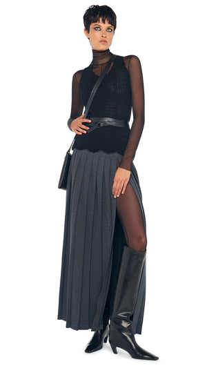 PLEATED LONG SKIRT WITH SLIT #10 Thumbnail