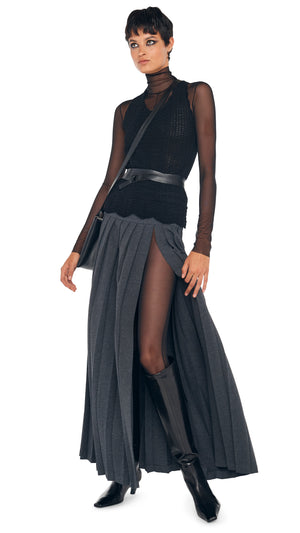 PLEATED LONG SKIRT WITH SLIT #13 Thumbnail